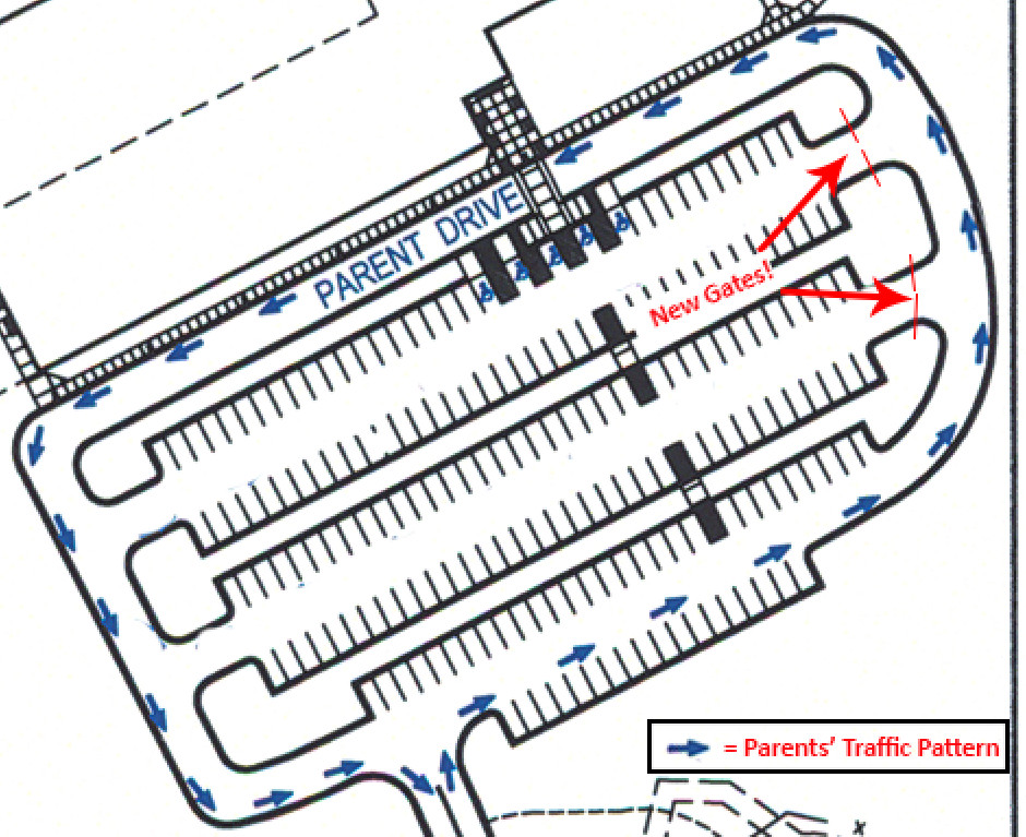 Picture of traffic flow for student drop-off and pick-up